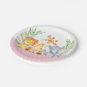 Safari Jungle Animals Baby Dusche rosa Papierplatt Pappteller (Schrägansicht)