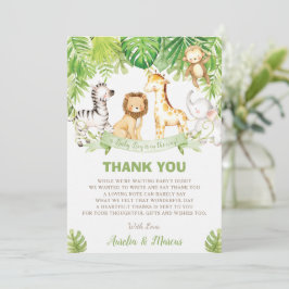 Safari Jungle Animals Baby Shower Boy Green Forest Dankeskarte