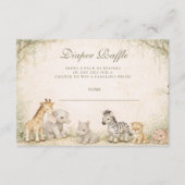 Safari Jungle Animals Baby Shower Diapper Raffle Begleitkarte (Vorderseite)