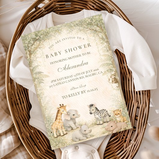 Safari Jungle Animals Baby Shower Einladung
