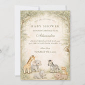Safari Jungle Animals Baby Shower Einladung (Vorderseite)