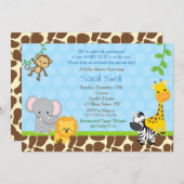 Safari Jungle Animals Baby Shower Einladungen Jung (Vorne/Hinten)