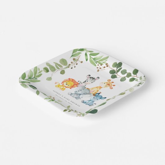 Safari Jungle Animals Baby Shower Paper Plates Pappteller (Gewinkelt)