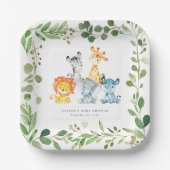 Safari Jungle Animals Baby Shower Paper Plates Pappteller (Vorderseite)