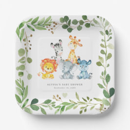 Safari Jungle Animals Baby Shower Paper Plates Pappteller