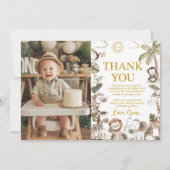 Safari Jungle Animals Birthday Party Photo Dankeskarte (Vorderseite)