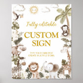 Safari Jungle Animals Birthday Table Sign Poster (Vorne)