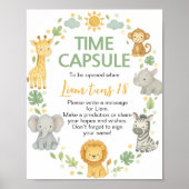 Safari Jungle Animals Birthday Time Capsule Sign Poster (Vorne)
