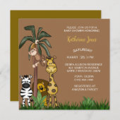 Safari Jungle Animals Boy Baby Shower Einladung (Vorne/Hinten)