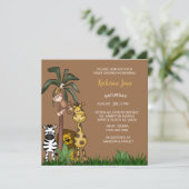 Safari Jungle Animals Boy Baby Shower Einladung (Stehend Vorderseite)