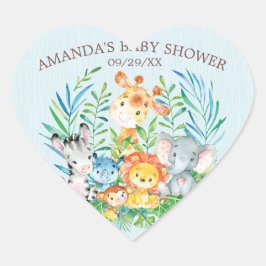 Safari Jungle Animals Boys Baby Shocker Herz-Aufkleber