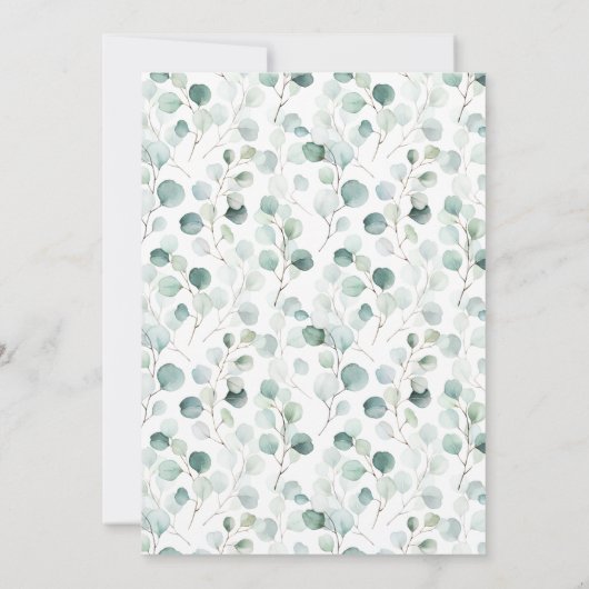 Safari Jungle Animals Eucalyptus Baby Dusche Einladung (Rückseite)