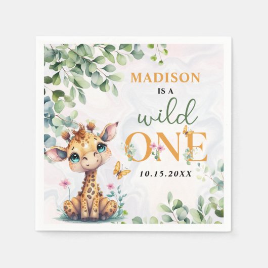 Safari Jungle Animals Geburtstag Serviette (Vorderseite)