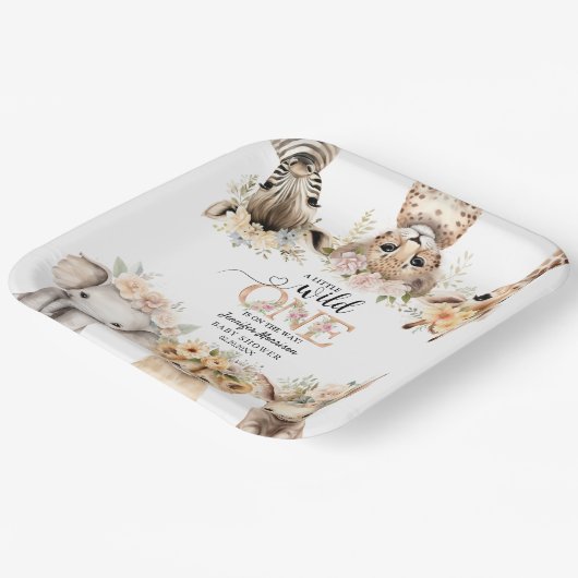 Safari Jungle Animals Girl Baby Shower Paper Plate Pappteller (Gewinkelt)