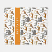 Safari Jungle Animals Ihren Namen hinzufügen Fleecedecke (Vorderseite (Horizontal))