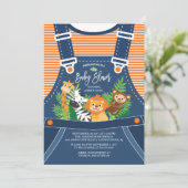 Safari Jungle Animals Kinderdusche Einladung (Stehend Vorderseite)