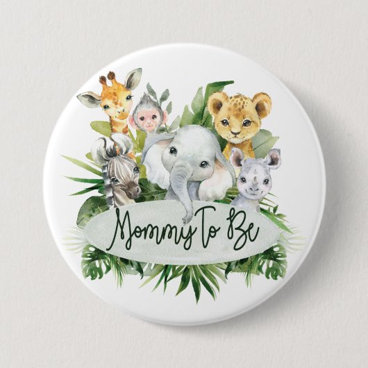 Safari Jungle Animals Mommy Baby Dusche Button (Vorderseite)