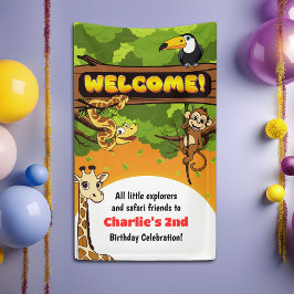 Safari Jungle Animals Niedliche Geburtstag Party W Banner