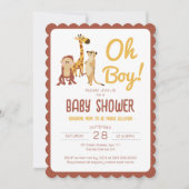 Safari Jungle Animals Oh Boy Baby Dusche Einladung (Vorderseite)