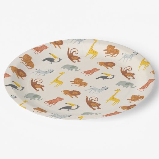 Safari Jungle Animals Pappteller (Schrägansicht)