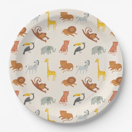 Safari Jungle Animals Pappteller (Vorderseite)
