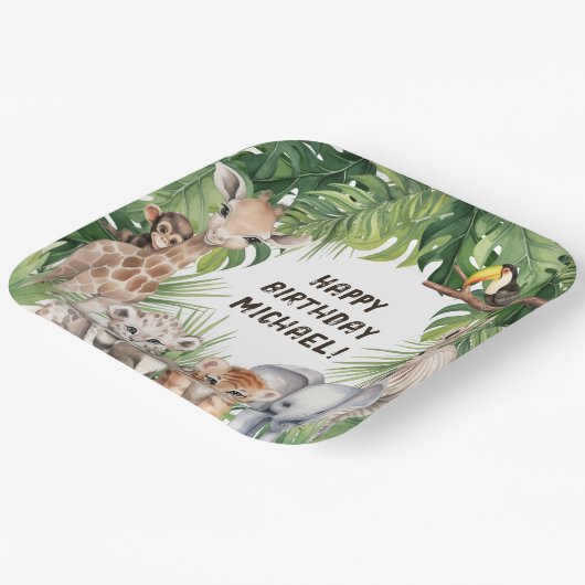 Safari Jungle Animals thematischer Kindergeburtsta Pappteller (Gewinkelt)
