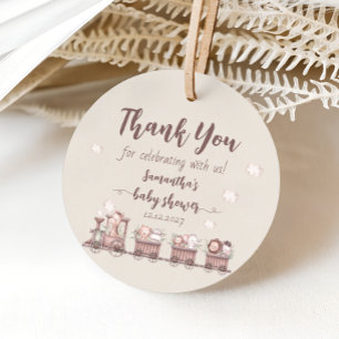 Safari Jungle Animals Train Baby Shower Fevor Tags Geschenkanhänger