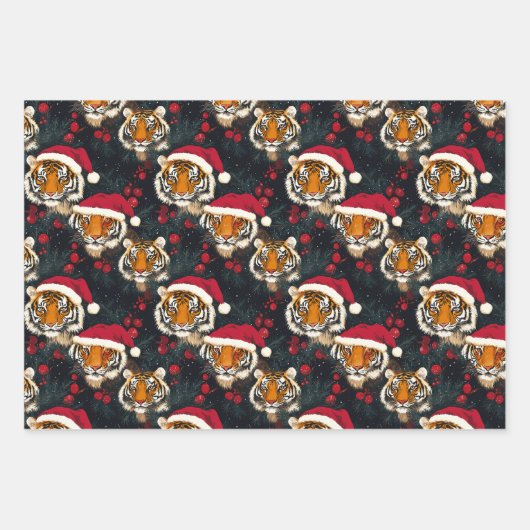 Safari Jungle Animals Weihnachten Lion Tiger Zebra Geschenkpapier Set (Vorderseite 2)