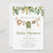 Safari Jungle Animals Wild Ein Junge Babydusche Einladung (Vorderseite)