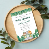 Safari Jungle Animals Wild Ein Junge Babydusche Einladung