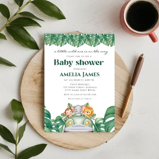 Safari Jungle Animals Wild Ein Junge Babydusche Einladung