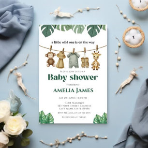 Safari Jungle Animals Wild Ein Junge Babydusche Einladung