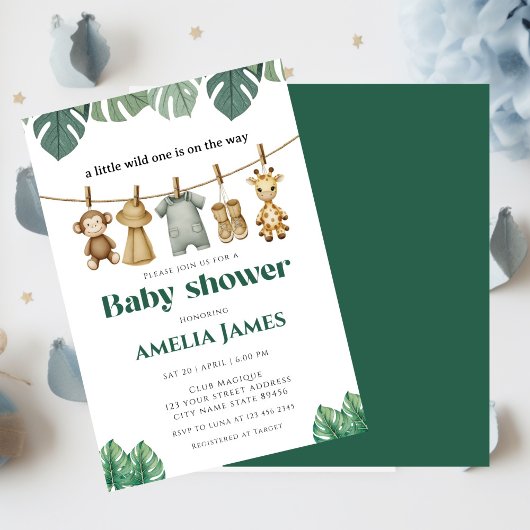 Safari Jungle Animals Wild Ein Junge Babydusche Einladung