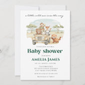 Safari Jungle Animals Wild Ein Junge Babydusche Einladung (Vorderseite)