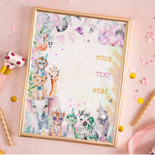 Safari Jungle Animals Wild Girl Geburtstagsparty Poster