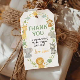 Safari Jungle Animals Wild One Birthday Thank You Geschenkanhänger