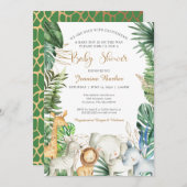 Safari Jungle Animals Wilde Spannung Baby Dusche Einladung (Vorne/Hinten)