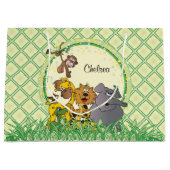 Safari Jungle Baby Animals Baby Dusche Große Geschenktüte (Vorderseite)