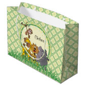 Safari Jungle Baby Animals Baby Dusche Große Geschenktüte (Rückseite Schrägansicht)