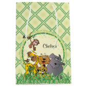 Safari Jungle Baby Animals Baby Dusche Mittlere Geschenktüte (Vorderseite)