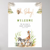 Safari Jungle Baby Animals Baby Dusche Willkommen Poster (Vorne)