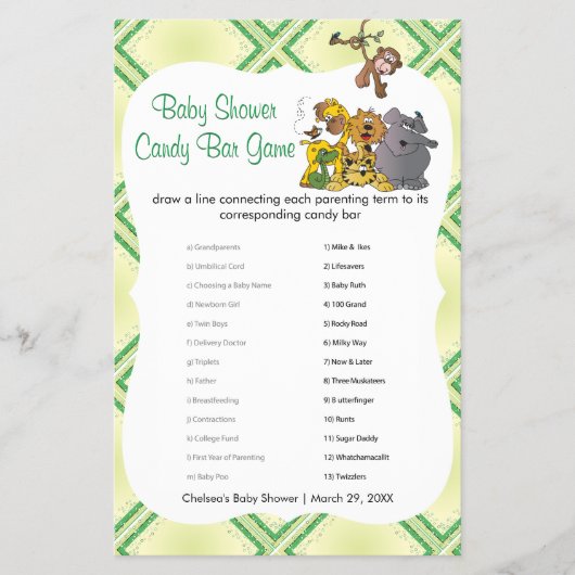 Safari Jungle Baby Animals - Candy Bar Flyer (Vorne)