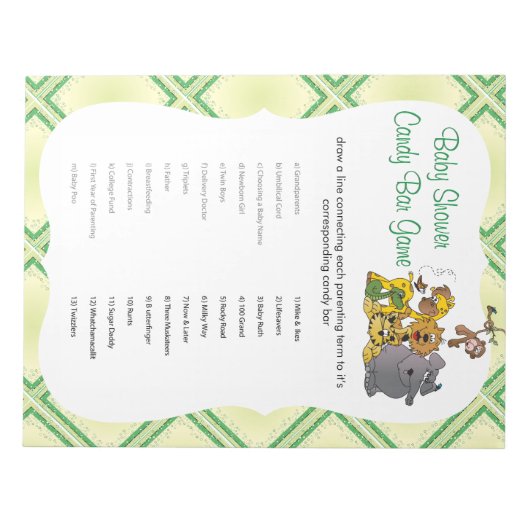 Safari Jungle Baby Animals - Candy Bar Notizblock (Vorderseite)