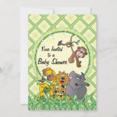 Safari Jungle Baby Animals Einladung (Vorderseite)