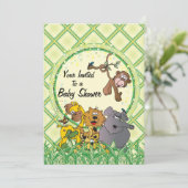 Safari Jungle Baby Animals Einladung (Stehend Vorderseite)