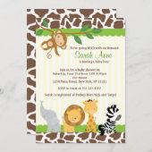 Safari Jungle Baby Boy Dusche Einladung (Vorne/Hinten)