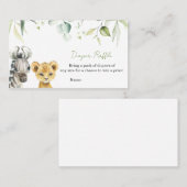 Safari Jungle Baby Duschdusche Windeln Raffle Visitenkarte (Vorne/Hinten)