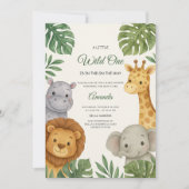Safari Jungle Baby Dusche Einladung (Vorderseite)
