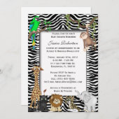 Safari Jungle Baby Dusche Einladung (Vorne/Hinten)