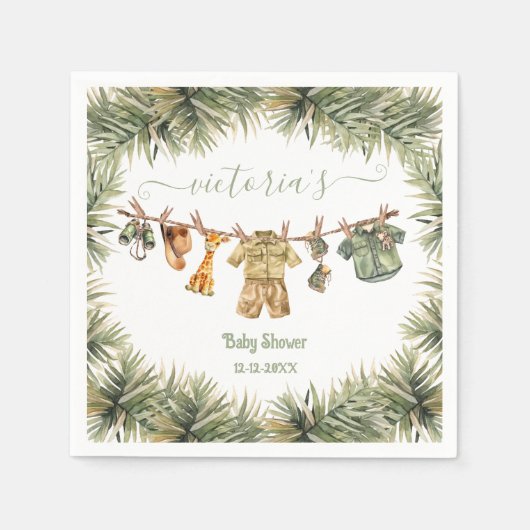 Safari Jungle Baby Dusche Wäscheleine Serviette (Vorderseite)